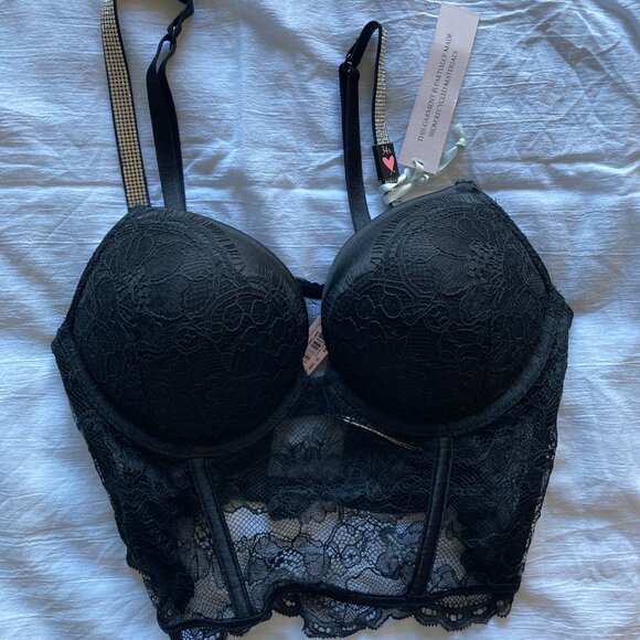 Victoria's Secret Shine 3 Piece Matching Lace Set w/ Lace Stockings - Picture 11 of 16